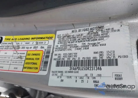 2013 Ford Fusion Hybrid Se z USA, uszkodzony, nr VIN 3FA6P0LU5DR231346